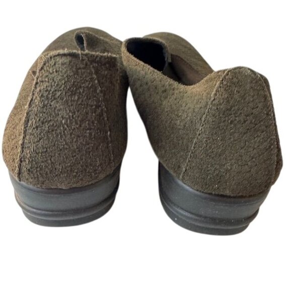 Eric Michael Womens Olive Green Woven Suede Shoes Slip-On Style Made In Portugal - Picture 7 of 8